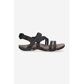 Merrell sandale de piele femei, culoarea negru