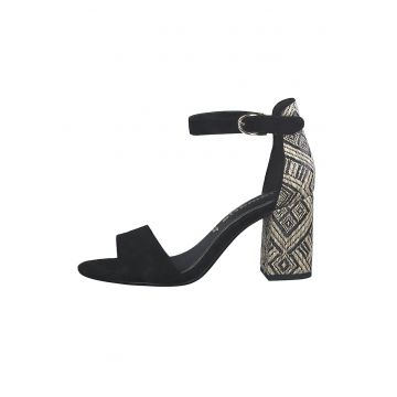Sandale cu bareta pe glezna si insertii din material jacquard