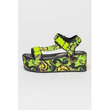 Sandale flatform cu model abstract