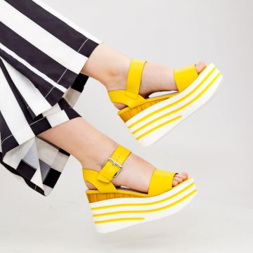 Sandale Dama cu Platforma FD35 Yellow | Mei