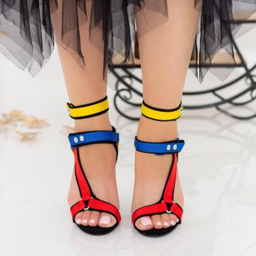 Sandale Dama cu Toc gros XKK235 Multicolour | Mei