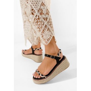 Sandale cu platforma tip espadrile Solana negre