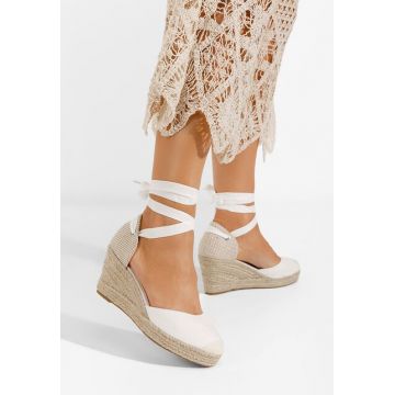 Sandale cu platforma tip espadrile Vilena V2 albe