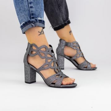 Sandale Dama cu Toc gros XKK565A Guncolor | Mei