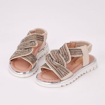 Sandale Fata Crem Cu Elastic Pomia