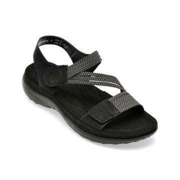 Sandale RIEKER negre, 64870, din piele ecologica