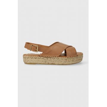 Alohas sandale de piele Crossed femei, culoarea maro, cu platforma, ESWG1.10