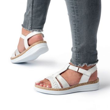 Sandale piele naturala 05 alb-gri