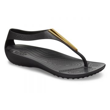 Sandale Crocs Serena Metallic Bar Flip W Negru - Black