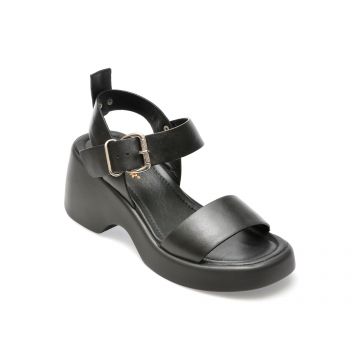 Sandale GOLD DEER negre, 3370, din piele naturala