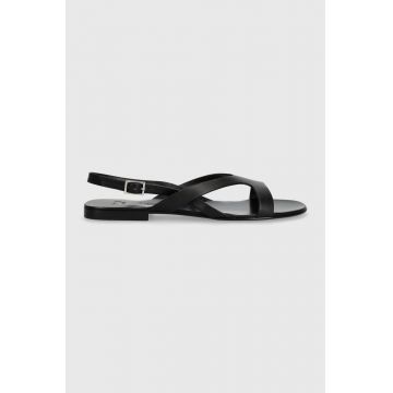 Weekend Max Mara sandale de piele Monviso femei, culoarea negru, 2415521115600