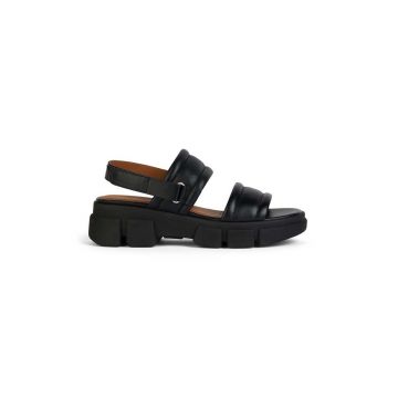 Geox sandale de piele D LISBONA femei, culoarea negru, cu platforma, D45PSA 000TU C9999