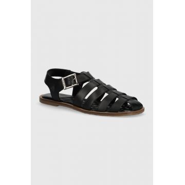 Barbour sandale de piele Macy femei, culoarea negru, LFO0683BK12