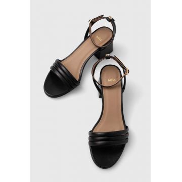 BOSS sandale de piele Melanie culoarea negru, 50516811