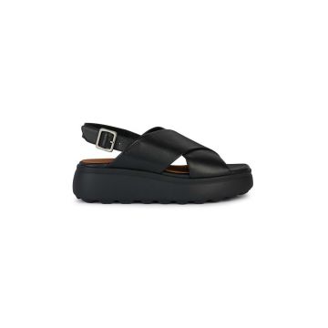 Geox sandale de piele D SPHERICA EC4.1 S femei, culoarea negru, cu platforma, D45D4A 00085 C9999