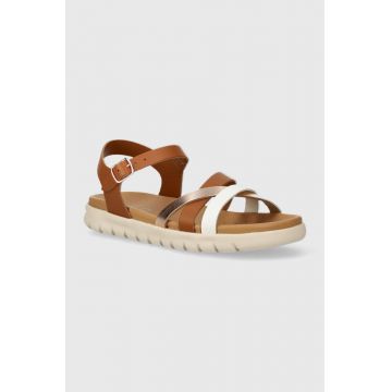 Geox sandale din piele pentru copii SANDAL SOLEIMA culoarea maro