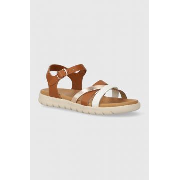 Geox sandale din piele pentru copii SANDAL SOLEIMA culoarea maro