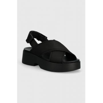 Camper sandale Tasha femei, culoarea negru, cu platforma, K201610.001