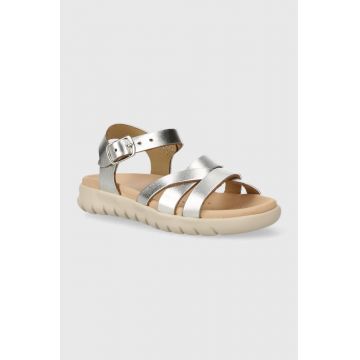 Geox sandale din piele pentru copii SANDAL SOLEIMA culoarea argintiu