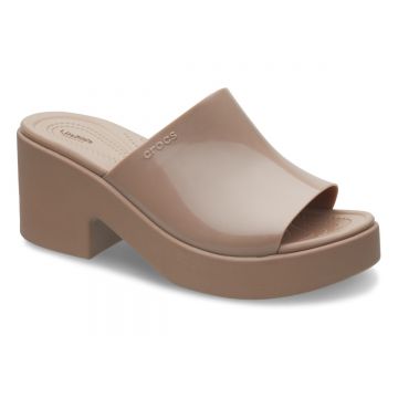 Sandale Crocs Brooklyn Slide High Shine Heel Maro - Latte