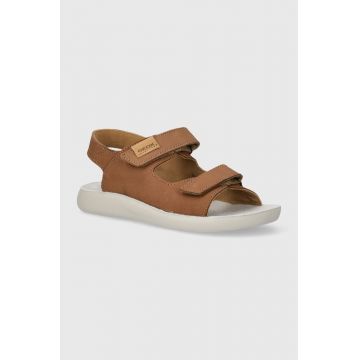 Geox sandale din năbuc pentru copii SANDAL LIGHTFLOPPY culoarea maro