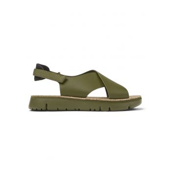 Sandale de piele cu insertii textile Oruga - Verde