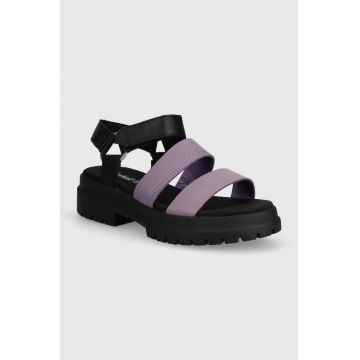 Timberland sandale de piele London Vibe femei, culoarea violet, cu platforma, TB0A63GGEAJ1