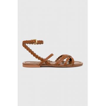 See by Chloé sandale de piele femei, culoarea maro