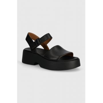Camper sandale de piele Tasha femei, culoarea negru, cu platforma, K201659-001