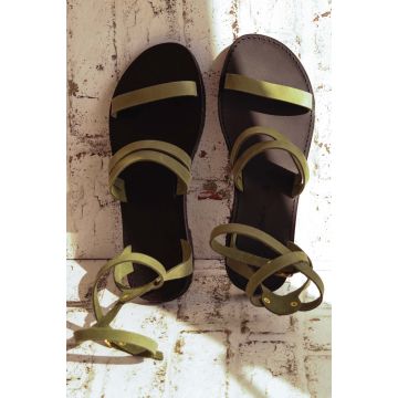 Sandale din piele naturala FUNKY GLAM, verde