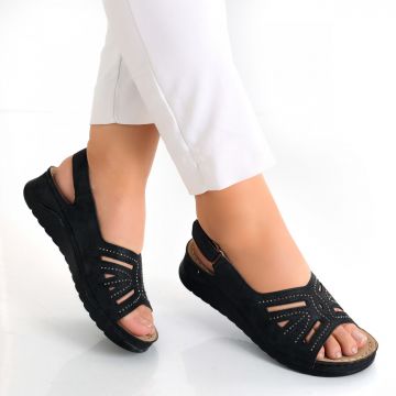Sandale dama Negre din Piele Ecologica Caila