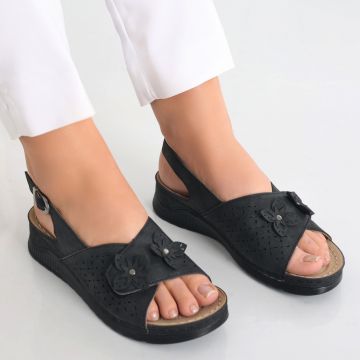 Sandale dama Negre din Piele Ecologica Jolica