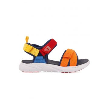 Sandale colorblock cu velcro - Portocaliu/Albastru/Bleumarin