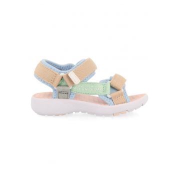 Sandale cu velcro si aspect contrastant ROCHEDO 27703 - Piersica/Albastru glaciar