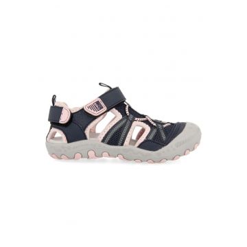 Sandale cu velcro si decupaje Mazatlan 27603 - Roz pal/Bleumarin