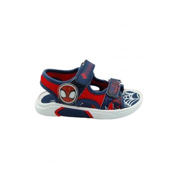 Sandale cu velcro si imprimeu Spiderman