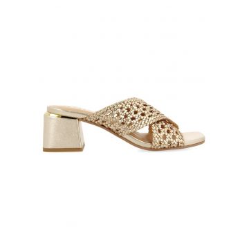 Sandale de piele cu barete impletite Clarcona - Auriu