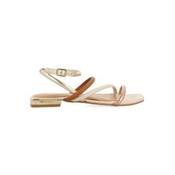 Sandale de piele cu barete multiple - Alb murdar