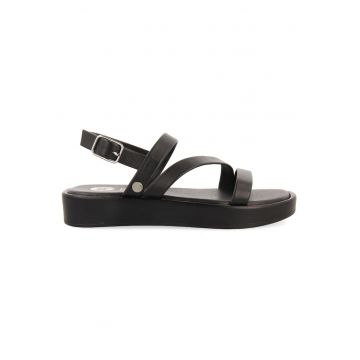 Sandale de piele cu catarama - Negru