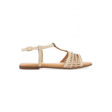 Sandale de piele cu design impletit - Alb murdar