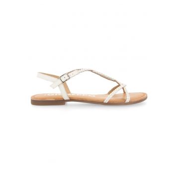 Sandale de piele cu design impletit - Alb
