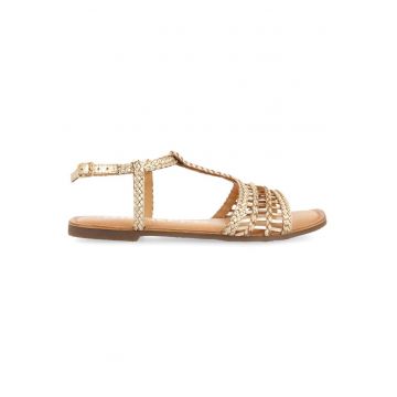 Sandale de piele cu design impletit - Auriu