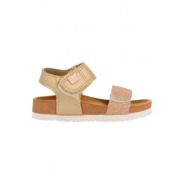 Sandale de piele ecologica cu velcro - Bronz