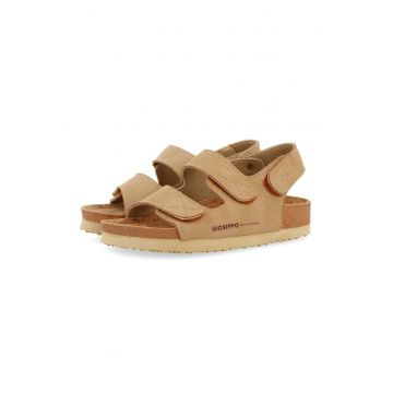 Sandale de piele ecologica cu velcro Krapina - Maro camel