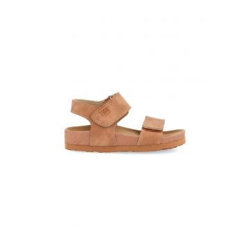 Sandale din piele ecologica cu inchidere velcro Tradegar - Caramel