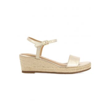 Sandale-espadrile wedge de piele - Auriu