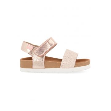 Sandale stralucitoare cu velcro - Bronz