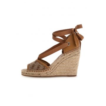 Sandale-espadrile wedge cu logo