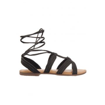 Sandale de piele cu aspect impletit Gladiator - Negru
