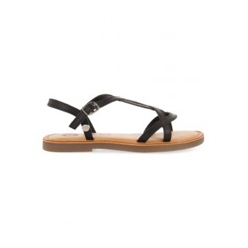Sandale de piele cu bareta ajustabila - Negru